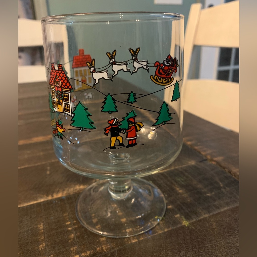 Festive Christmas Glass Candy Dish by Carlton 1980s Santa